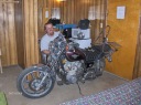 Randy, Fixing his throttle cable in the Motel Room